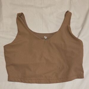 Women's Brown Ribbed Crop Top